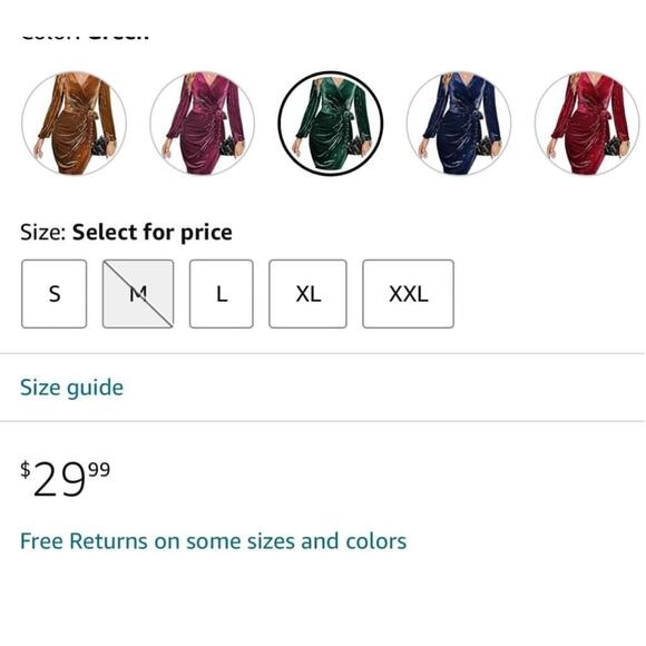 Women's Green Velvet Wrap Dress Size M NWOT retails $30 - Picture 4 of 8